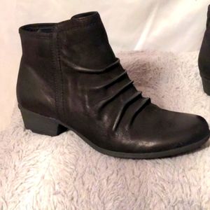 Ruched Black Leather Boots 6